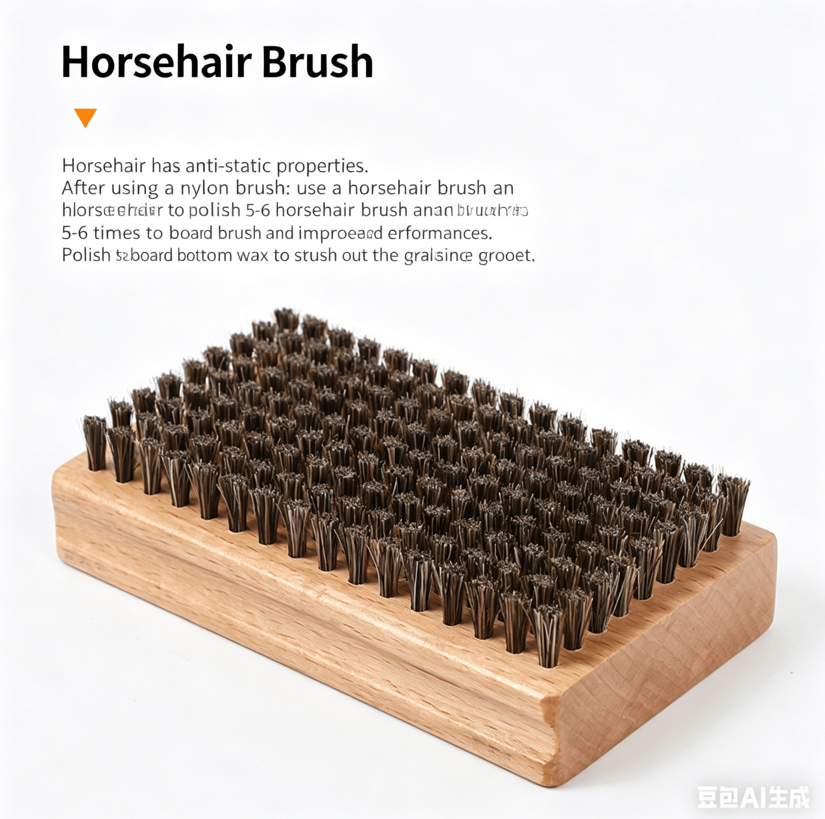 Ski board care brush, polishing and waxing brush, wooden nylon bristle brush, large dense industrial rust removal copper wire brush